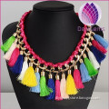 wholesale european fashion colorful silk tassels necklace